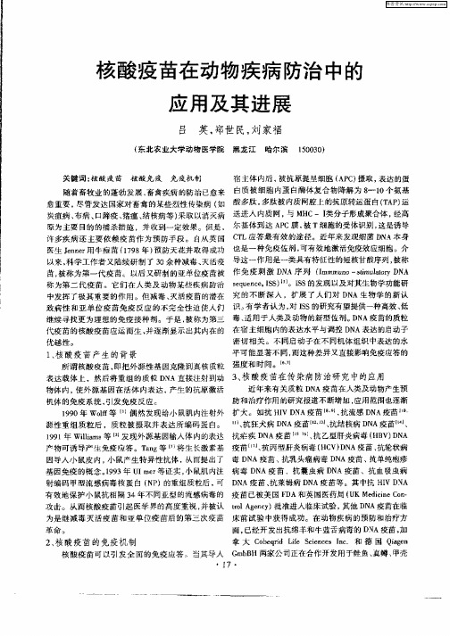 核酸疫苗在动物疾病防治中的应用及其进展