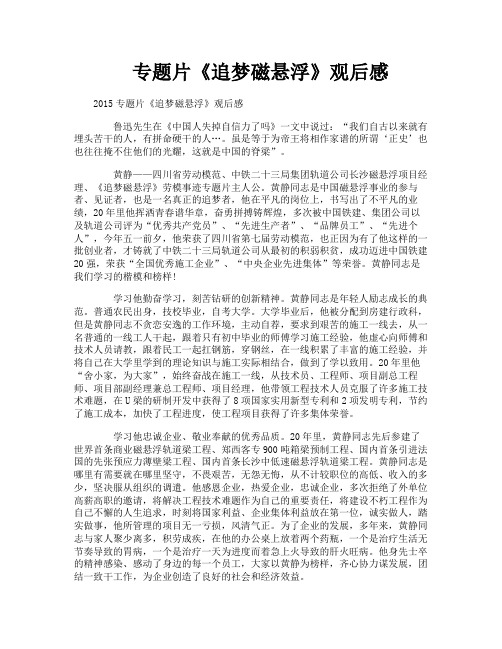 专题片《追梦磁悬浮》观后感