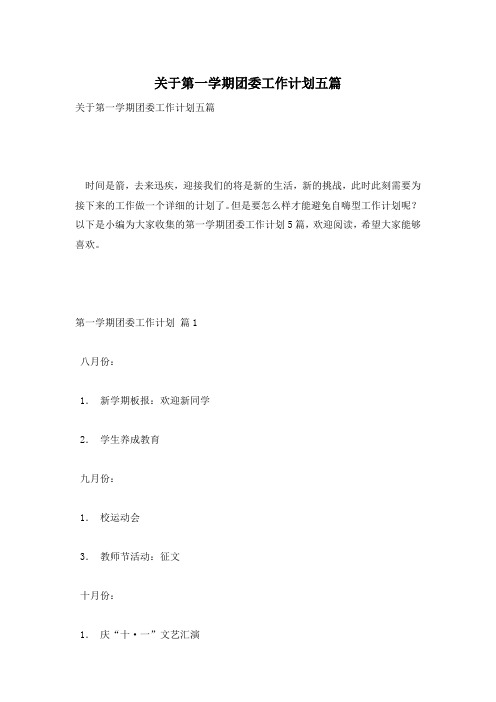 关于第一学期团委工作计划五篇