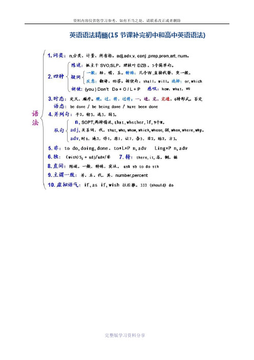 英语语法精髓(15节课补完初中和高中英语语法)