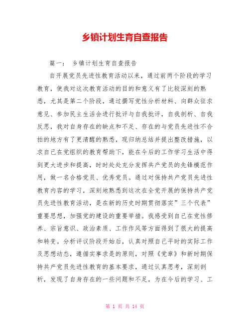 乡镇计划生育自查报告