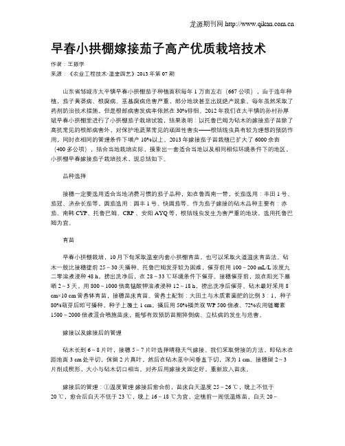 早春小拱棚嫁接茄子高产优质栽培技术