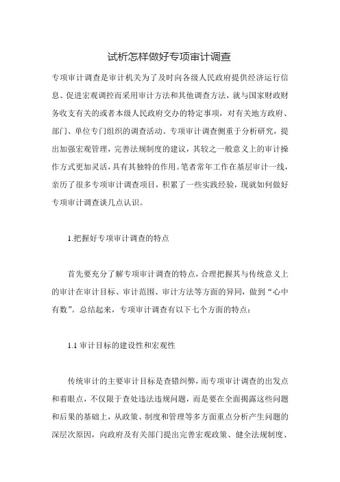 试析怎样做好专项审计调查