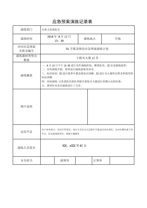 消防应急演练记录表