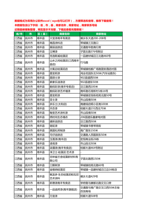 2020新版江西省抚州市南丰县涂料工商企业公司商家名录名单联系电话号码地址大全50家