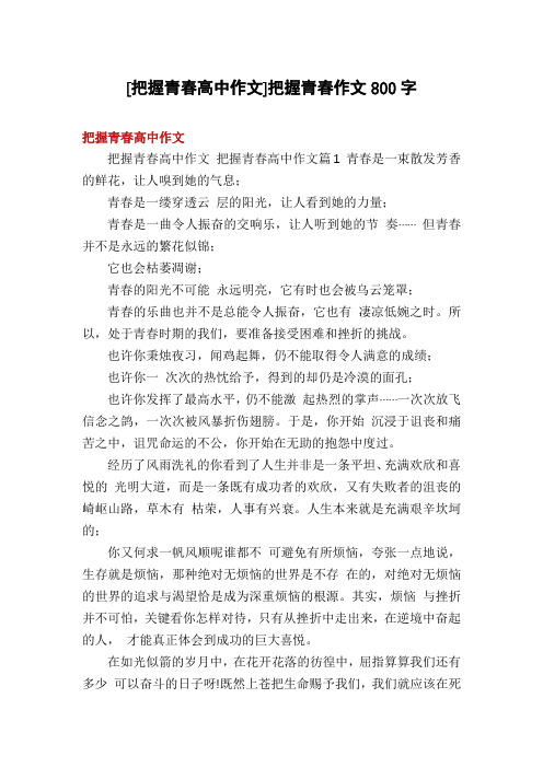[把握青春高中作文]把握青春作文800字