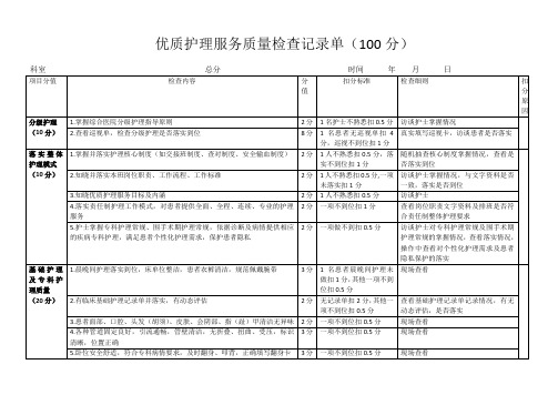 优质护理服务质量检查表 (1)