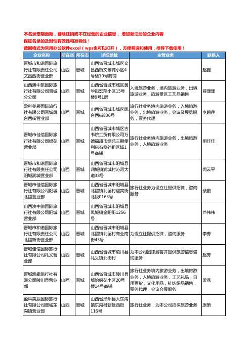 2020新版山西省旅行社工商企业公司名录名单黄页联系方式大全112家