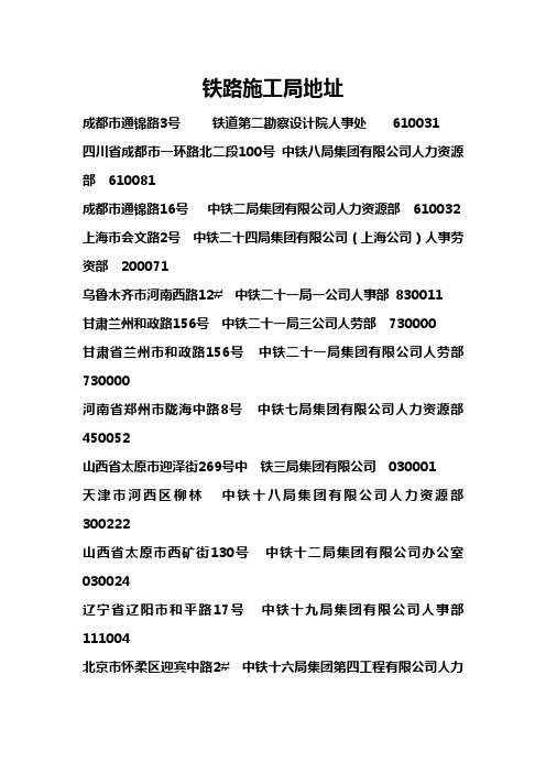 铁路施工局地址
