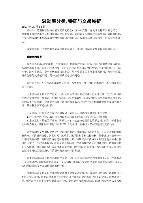 波动率分类,特征与交易浅析