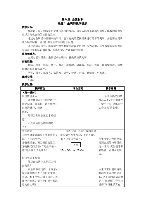 金属的化学性质(教学设计与反思)