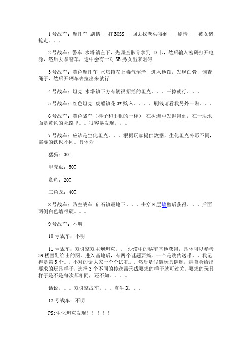 NDS《重装机兵3》已知的战车获得方法