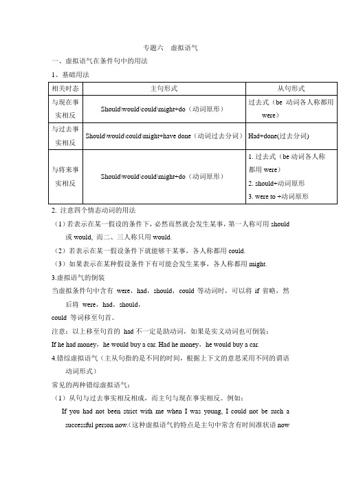 2015高考英语高频考点专题六：虚拟语气