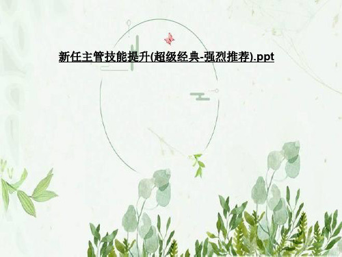 新任主管技能提升(超级经典-强烈推荐)