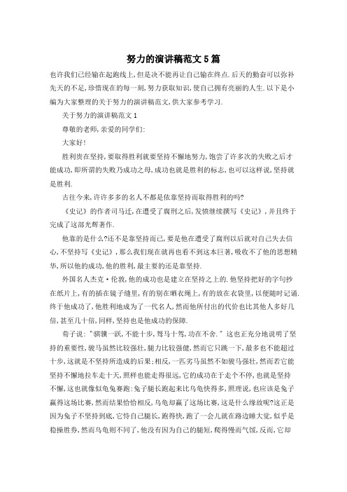 努力的演讲稿范文5篇