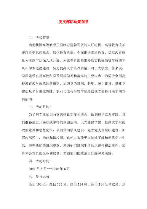 党支部活动策划书