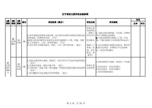 辽宁省幼儿园评估定级标准 