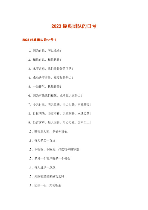2023经典团队的口号