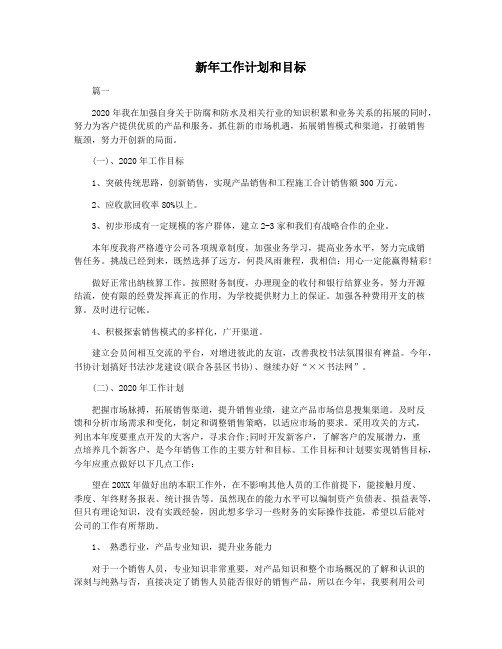 新年工作计划和目标