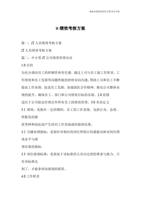 it绩效考核方案