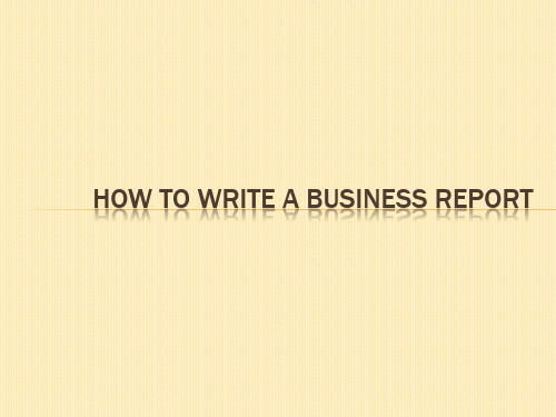 How to write a business report