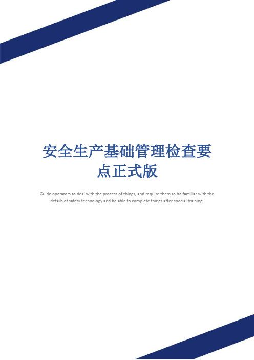 安全生产基础管理检查要点正式版