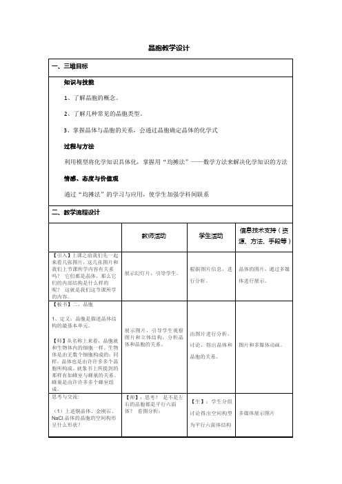 高中化学人教版选修3教案-3.1 晶体的常识