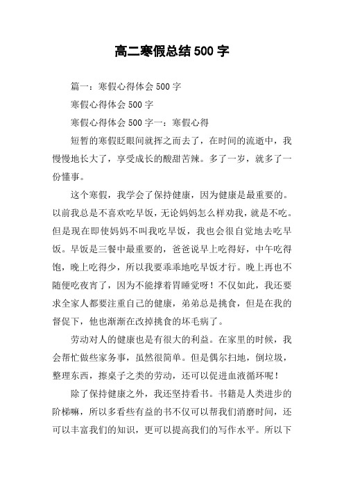 高二寒假总结500字