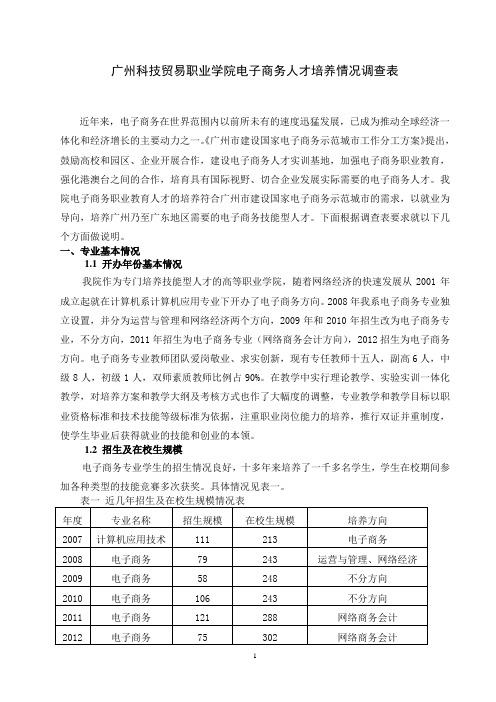 电子商务人才培养情况调查表2013
