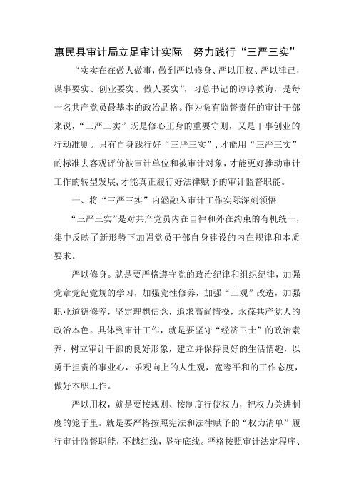 惠民审计局立足审计实际努力践行三严三实