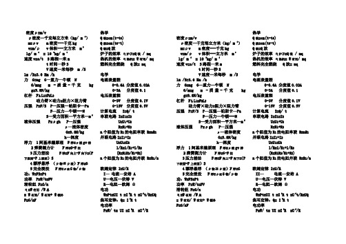 初中物理公式大全