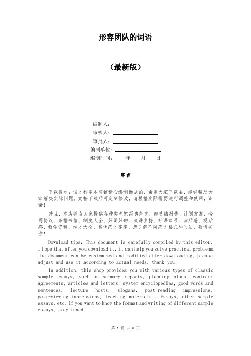 形容团队的词语