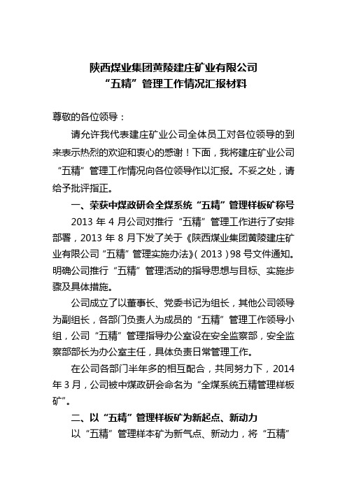 精管理汇报材料