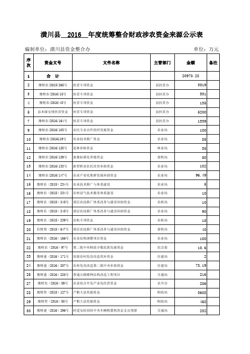 2016年整合资金来源
