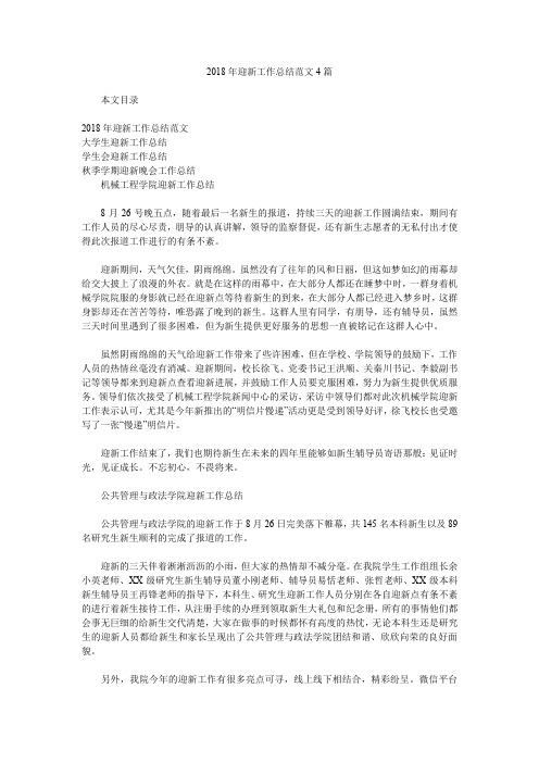 2018年迎新工作总结范文4篇.doc