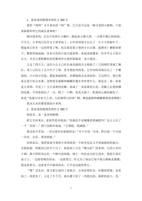 精选我喜爱的植物多肉作文500字