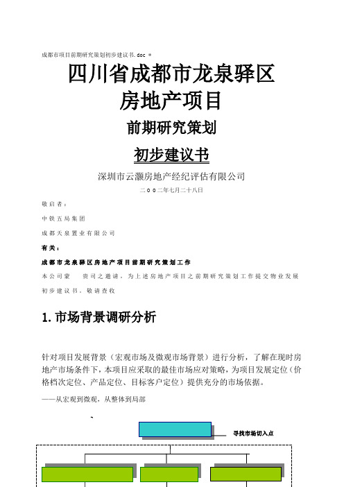 市项目前期研究策划初步建议书