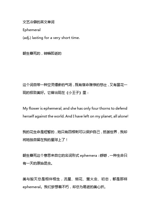 文艺冷僻的英文单词