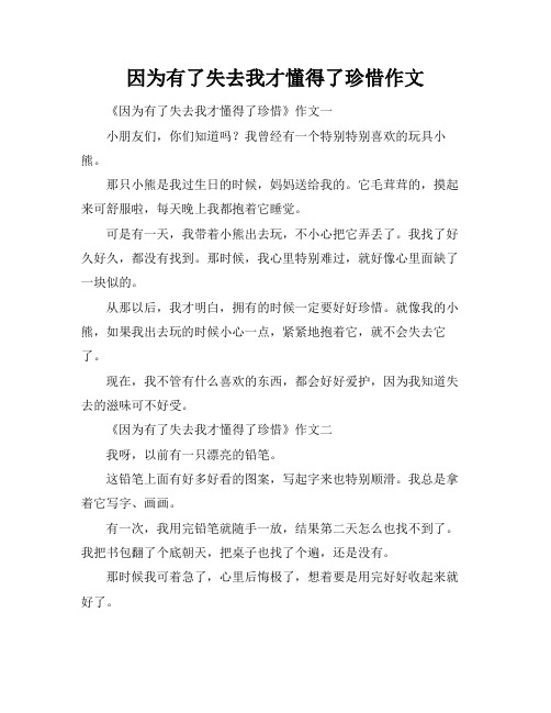 因为有了失去我才懂得了珍惜作文