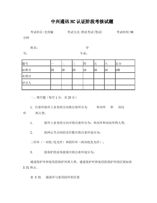 中兴通讯NC认证阶段考核试题