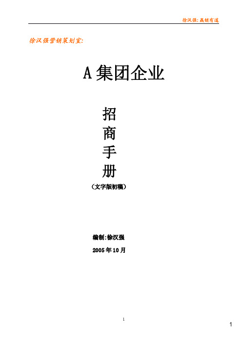 徐汉强：2005年A集团企业招商手册(文字版初稿)