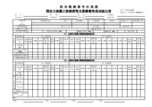 铁建试录064预应力混凝土铁路桥简支梁静载弯曲试验记录