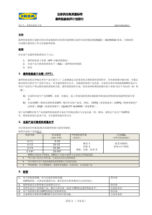 IKEA抽样指引