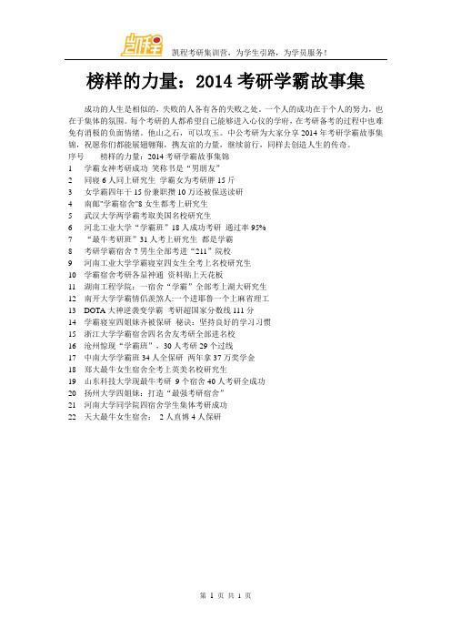 榜样的力量：2014考研学霸故事集