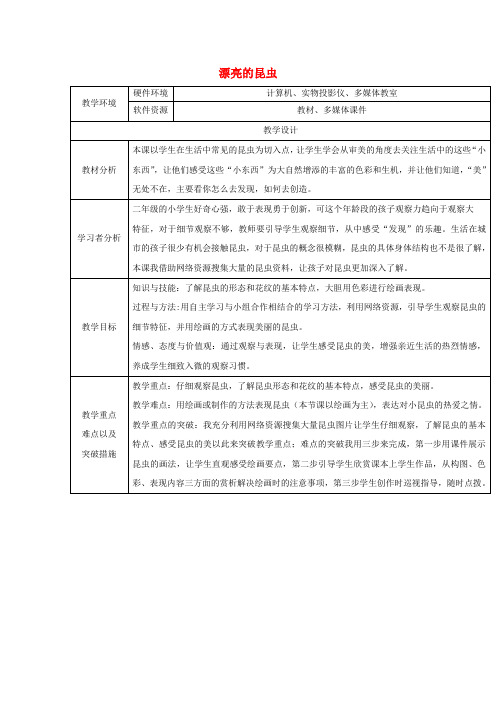 二年级美术上册漂亮的昆虫教案4湘教版