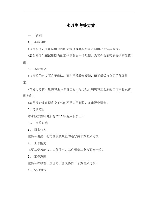 实习生考核方案