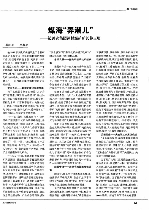煤海“弄潮儿”——记潞安集团漳村煤矿矿长韩玉明