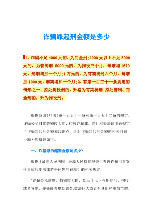 诈骗罪起刑金额是多少