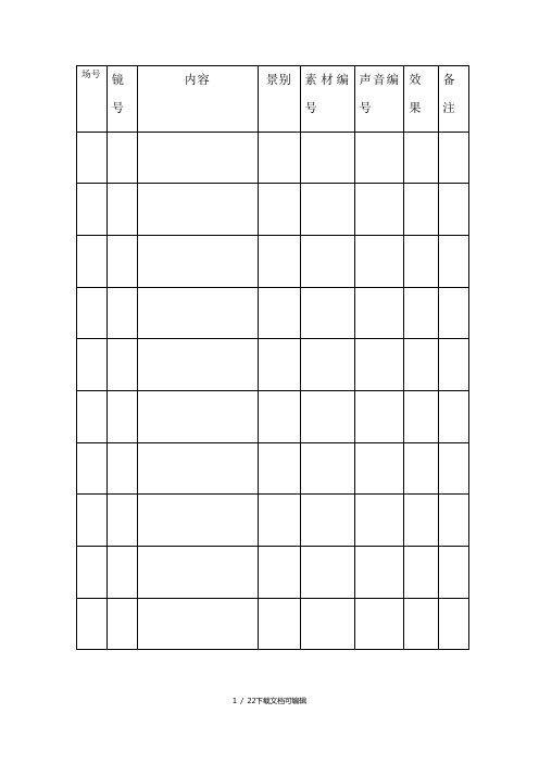 场记单模板