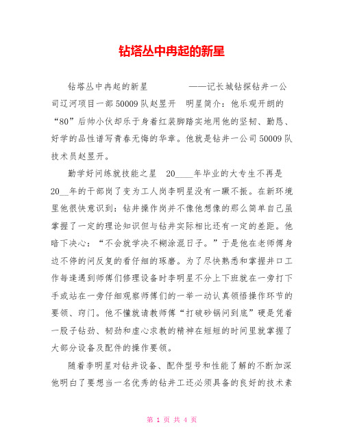 钻塔丛中冉起的新星